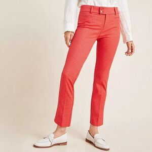 Anthropologie size 10 the essential slim pant  red checkered - NWT